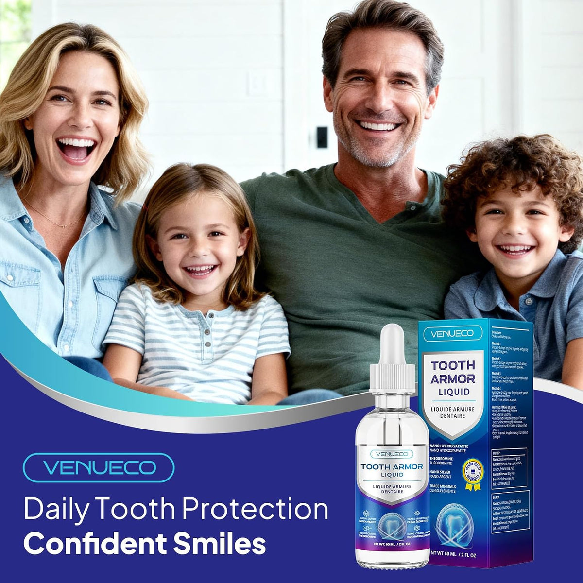 Cavity Protection Tooth Armor Liquid: Science-Backed Formula Strengthens Enamel with Remineralization Drops at-Home Tooth Enamel Support Stronger Teeth Hydroxyapatite 60 ml
