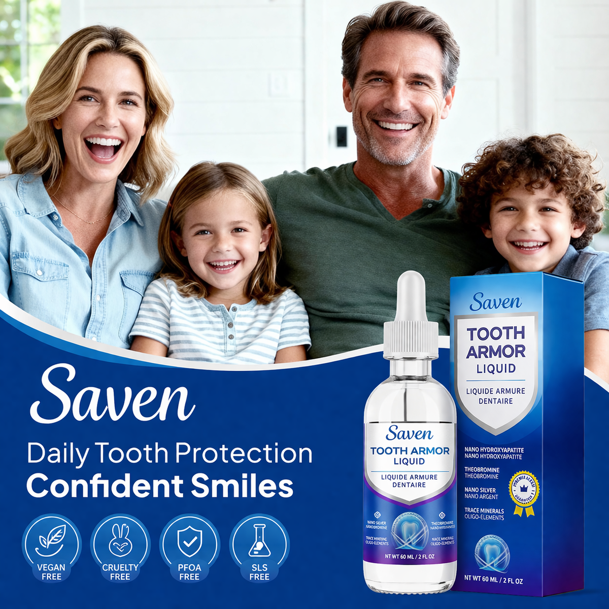 Cavity Protection Tooth Armor Liquid: Science-Backed Formula Strengthens Enamel with Remineralization Drops at-Home Tooth Enamel Support Stronger Teeth Hydroxyapatite 60 ml