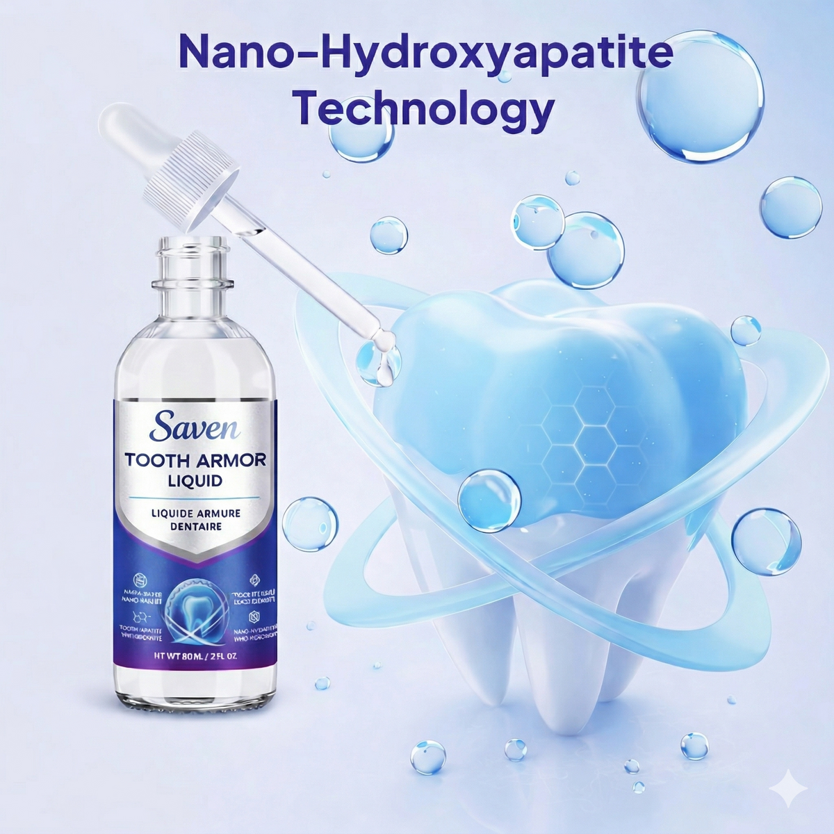Cavity Protection Tooth Armor Liquid: Science-Backed Formula Strengthens Enamel with Remineralization Drops at-Home Tooth Enamel Support Stronger Teeth Hydroxyapatite 60 ml